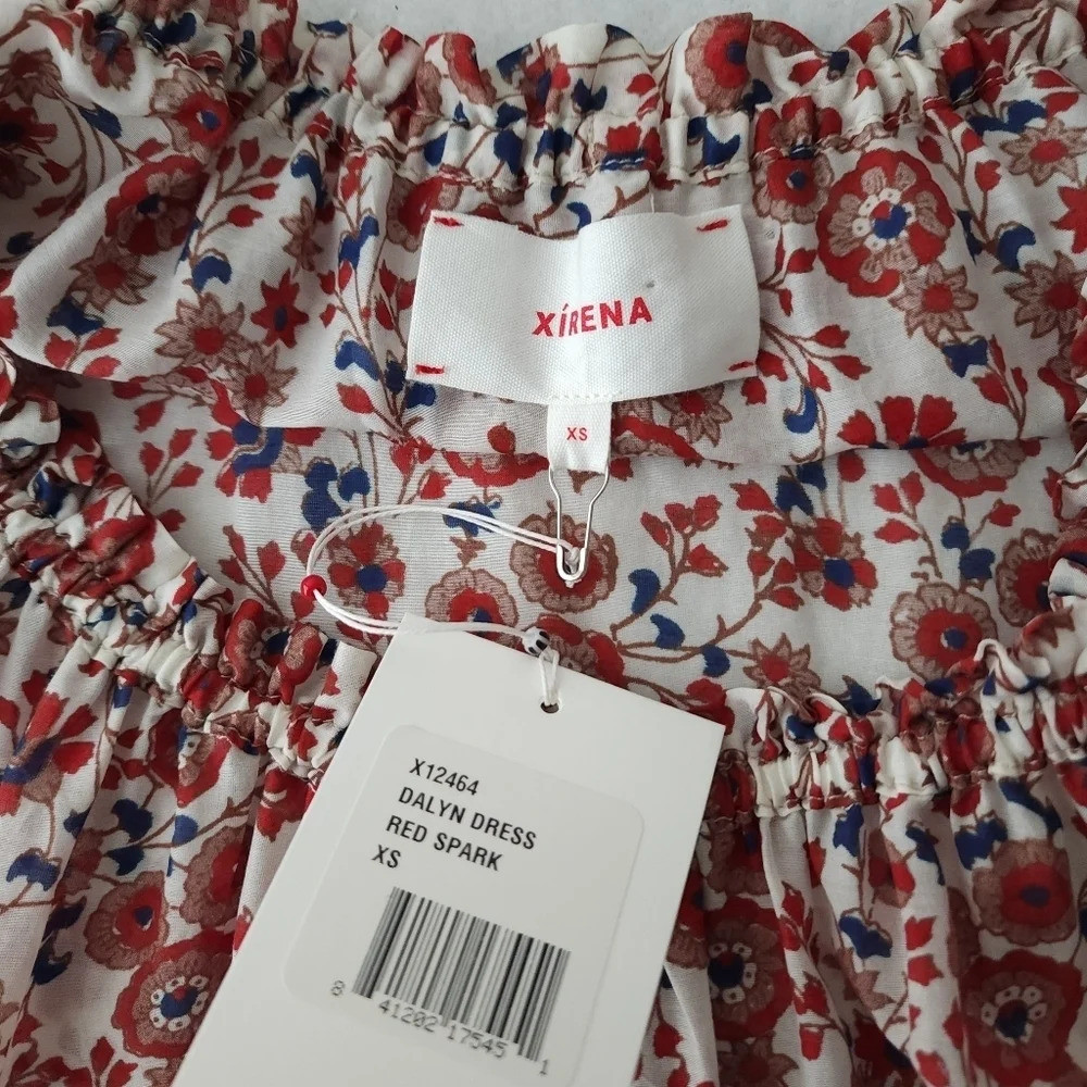 Xirena Dalyn Silk Cotton Blend Floral Tiered Dress in Red Spark - Picture 4 of 7
